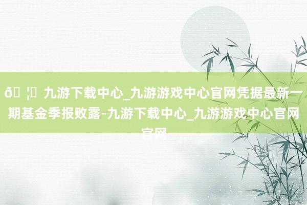 🦄九游下载中心_九游游戏中心官网凭据最新一期基金季报败露-九游下载中心_九游游戏中心官网